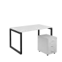 SET-O 348 stůl kancelářský, kovová podnož černá + kontejner pojízdný, 3-zásuvkový, bílá