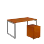 SET-O 348 stůl kancelářský, kovová podnož stříbrná + kontejner pojízdný, 3-zásuvkový, třešeň šumavská