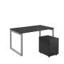 SET-O 348 stůl kancelářský, kovová podnož stříbrná + kontejner pojízdný, 3-zásuvkový, antracit