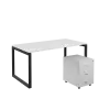 SET-O 368 stůl kancelářský, kovová podnož černá + kontejner pojízdný, 3-zásuvkový, bílá