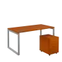 SET-O 368 stůl kancelářský, kovová podnož stříbrná + kontejner pojízdný, 3-zásuvkový, třešeň šumavská