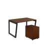 SET-V 328 stůl kancelářský, kovová podnož černá + kontejner pojízdný, 3-zásuvkový, ořech královský