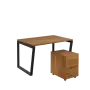 SET-V 328 stůl kancelářský, kovová podnož černá + kontejner pojízdný, 3-zásuvkový, ořech světlý