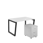 SET-V 328 stůl kancelářský, kovová podnož černá + kontejner pojízdný, 3-zásuvkový, bílá