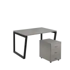SET-V 328 stůl kancelářský, kovová podnož černá + kontejner pojízdný, 3-zásuvkový, šedá
