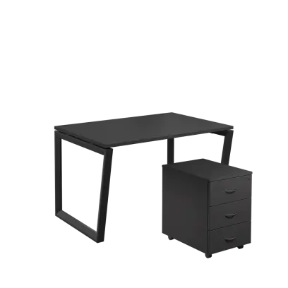 SET-V 328 stůl kancelářský, kovová podnož černá + kontejner pojízdný, 3-zásuvkový, antracit