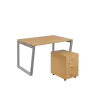 SET-V 328 stůl kancelářský, kovová podnož stříbrná + kontejner pojízdný, 3-zásuvkový, javor horský
