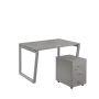 SET-V 328 stůl kancelářský, kovová podnož stříbrná + kontejner pojízdný, 3-zásuvkový, šedá