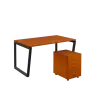 SET-V 348 stůl kancelářský, kovová podnož černá + kontejner pojízdný, 3-zásuvkový, třešeň šumavská