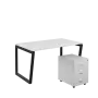 SET-V 348 stůl kancelářský, kovová podnož černá + kontejner pojízdný, 3-zásuvkový, bílá