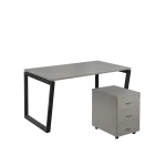 SET-V 348 stůl kancelářský, kovová podnož černá + kontejner pojízdný, 3-zásuvkový, šedá