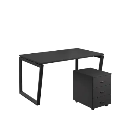 SET-V 348 stůl kancelářský, kovová podnož černá + kontejner pojízdný, 3-zásuvkový, antracit