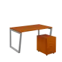 SET-V 348 stůl kancelářský, kovová podnož stříbrná + kontejner pojízdný, 3-zásuvkový, třešeň šumavská