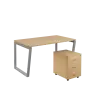 SET-V 348 stůl kancelářský, kovová podnož stříbrná + kontejner pojízdný, 3-zásuvkový, bříza irská