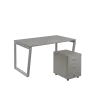 SET-V 348 stůl kancelářský, kovová podnož stříbrná + kontejner pojízdný, 3-zásuvkový, šedá