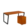 SET-V 368 stůl kancelářský, kovová podnož černá + kontejner pojízdný, 3-zásuvkový, třešeň šumavská