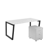 SET-V 368 stůl kancelářský, kovová podnož černá + kontejner pojízdný, 3-zásuvkový, bílá