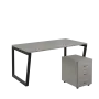 SET-V 368 stůl kancelářský, kovová podnož černá + kontejner pojízdný, 3-zásuvkový, šedá