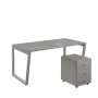 SET-V 368 stůl kancelářský, kovová podnož stříbrná + kontejner pojízdný, 3-zásuvkový, šedá
