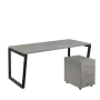 SET-V 388 stůl kancelářský, kovová podnož černá + kontejner pojízdný, 3-zásuvkový, šedá