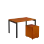SET-U 328 stůl kancelářský, kovová podnož černá + kontejner pojízdný, 3-zásuvkový, třešeň šumavská