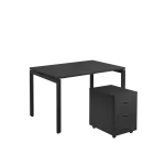 SET-U 328 stůl kancelářský, kovová podnož černá + kontejner pojízdný, 3-zásuvkový, antracit