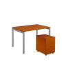 SET-U 328 stůl kancelářský, kovová podnož stříbrná + kontejner pojízdný, 3-zásuvkový, třešeň šumavská