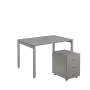 SET-U 328 stůl kancelářský, kovová podnož stříbrná + kontejner pojízdný, 3-zásuvkový, šedá