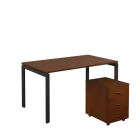 SET-U 348 stůl kancelářský, kovová podnož černá + kontejner pojízdný, 3-zásuvkový, ořech královský