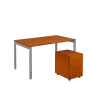 SET-U 348 stůl kancelářský, kovová podnož stříbrná + kontejner pojízdný, 3-zásuvkový, třešeň šumavská