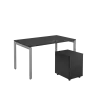 SET-U 348 stůl kancelářský, kovová podnož stříbrná + kontejner pojízdný, 3-zásuvkový, antracit