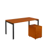 SET-U 368 stůl kancelářský, kovová podnož černá + kontejner pojízdný, 3-zásuvkový, třešeň šumavská