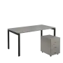 SET-U 368 stůl kancelářský, kovová podnož černá + kontejner pojízdný, 3-zásuvkový, šedá