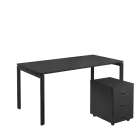 SET-U 368 stůl kancelářský, kovová podnož černá + kontejner pojízdný, 3-zásuvkový, antracit