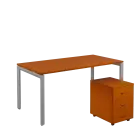 SET-U 368 stůl kancelářský, kovová podnož stříbrná + kontejner pojízdný, 3-zásuvkový, třešeň šumavsk
