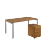 SET-U 368 stůl kancelářský, kovová podnož stříbrná + kontejner pojízdný, 3-zásuvkový, ořech světlý