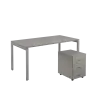 SET-U 368 stůl kancelářský, kovová podnož stříbrná + kontejner pojízdný, 3-zásuvkový, šedá