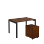 SET-U 328 stůl kancelářský, kovová podnož černá + kontejner pojízdný, 3-zásuvkový, ořech královský