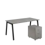 SET-A 368 stůl kancelářský, kovová podnož černá + kontejner pojízdný, 3-zásuvkový, šedá