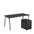 SET-A 368 stůl kancelářský, kovová podnož stříbrná + kontejner pojízdný, 3-zásuvkový, antracit