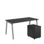 SET-A 368 stůl kancelářský, kovová podnož stříbrná + kontejner pojízdný, 3-zásuvkový, antracit