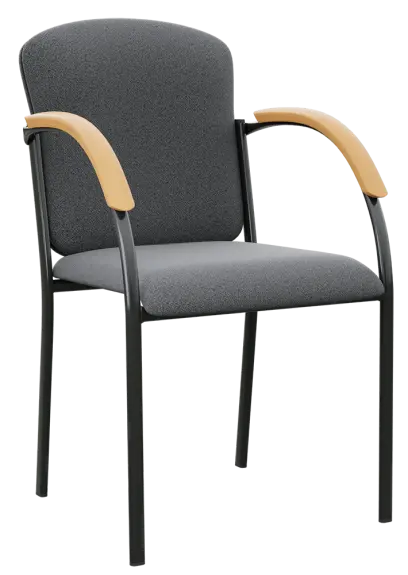 VALENTINO N, židle konferenční, nohy černé, područky buk, látka černo-šedá pepito