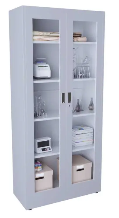 JP - 90 skříň policová, 2-dveřová, sklo,1950x900x400 mm, šedá