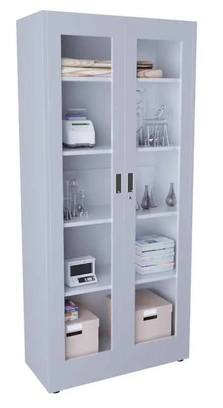 JP - 90 skříň policová, 2-dveřová, sklo,1950x900x400 mm, šedá