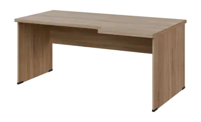 SIRL 38 - 186 stůl kancelářský, rohový, pravý, dřevěná podnož, deska 36 mm, široký 1800 mm, dub bardolino