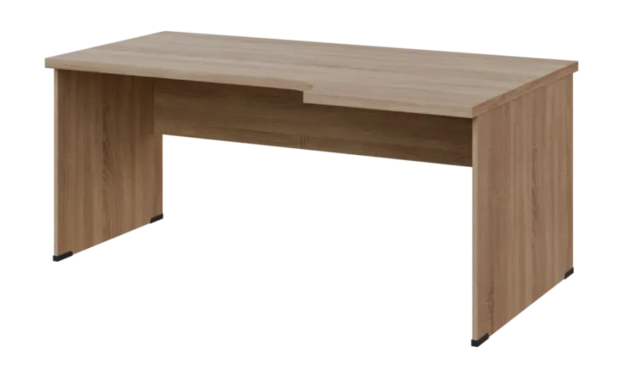 SIRL 38 - 186 stůl kancelářský, rohový, pravý, dřevěná podnož, deska 36 mm, široký 1800 mm, dub bardolino