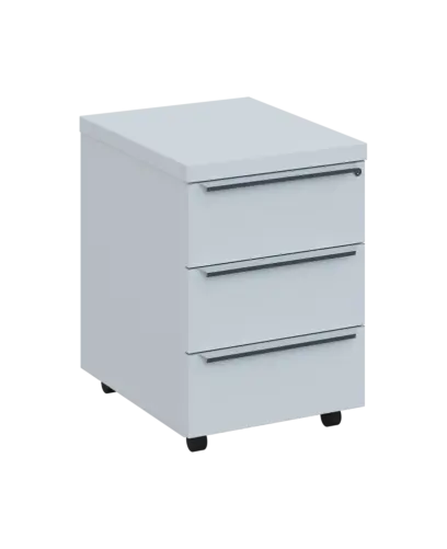 SIKC - 00 kontejner pojízdný, 3-zásuvkový, deska 18 mm, centrální zámek, bílá