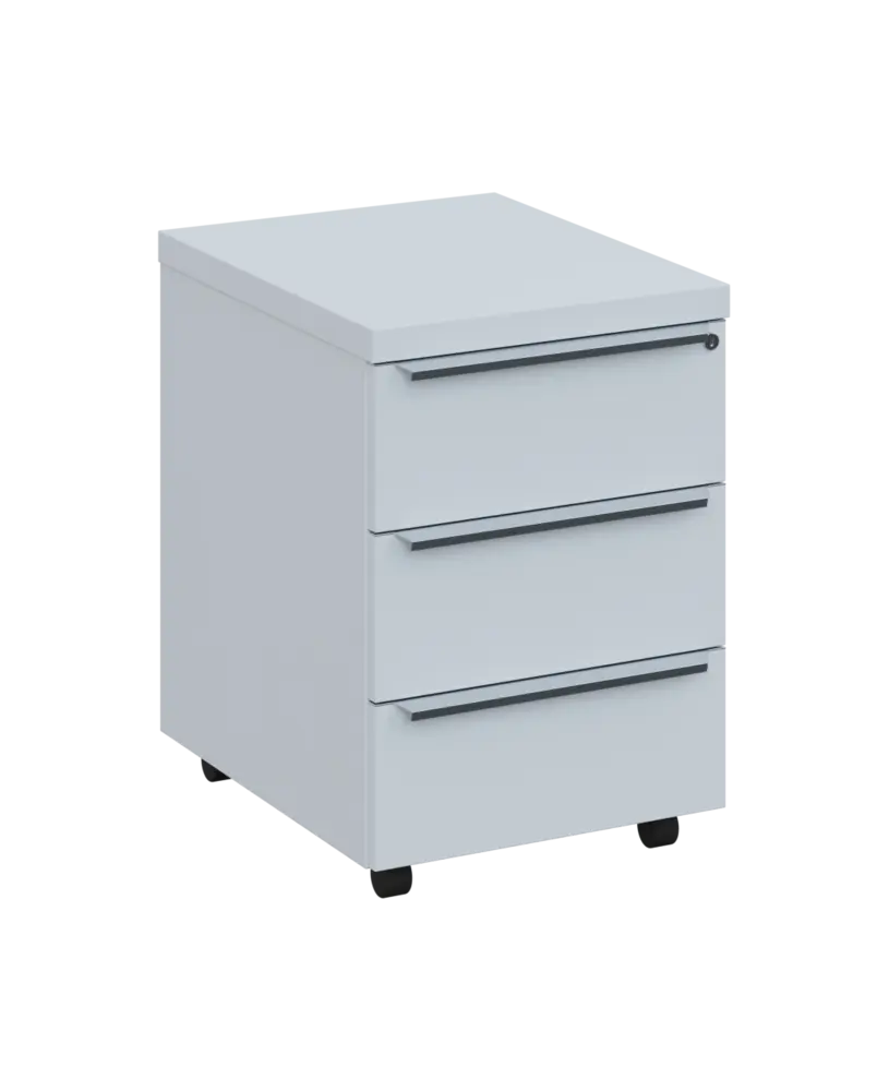 SIKC - 00 kontejner pojízdný, 3-zásuvkový, deska 18 mm, centrální zámek, bílá