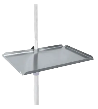 ISP - P01 odkládací polička k infuznímu stojanu, nerez, rozměr 20x15 cm