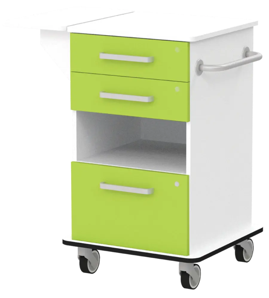 VIZITA 02 N mobilní vozík vizitový, korpus bílý, čílka jarní zeleň